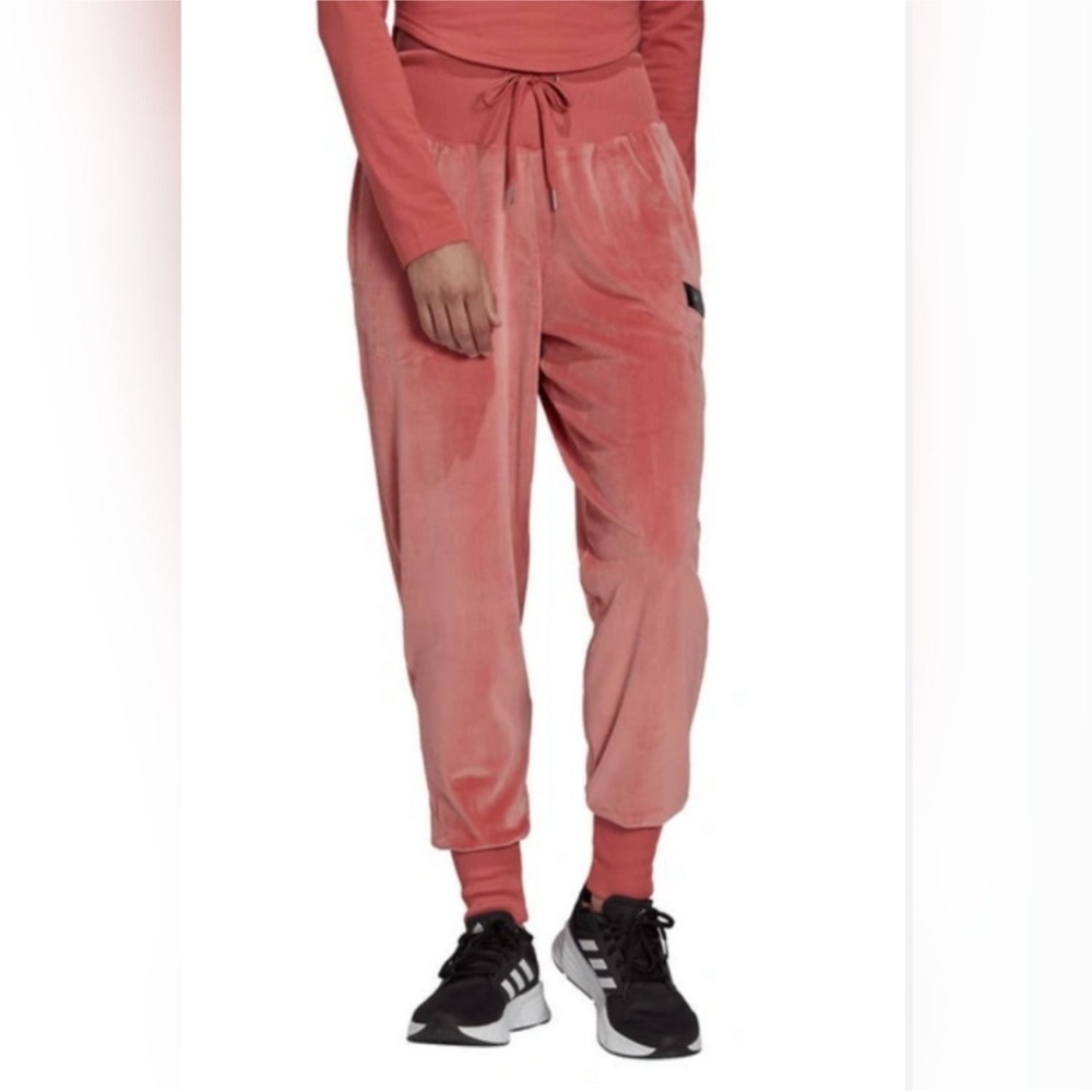 Adidas Holidayz Cozy Velour Joggers in Wonder Red